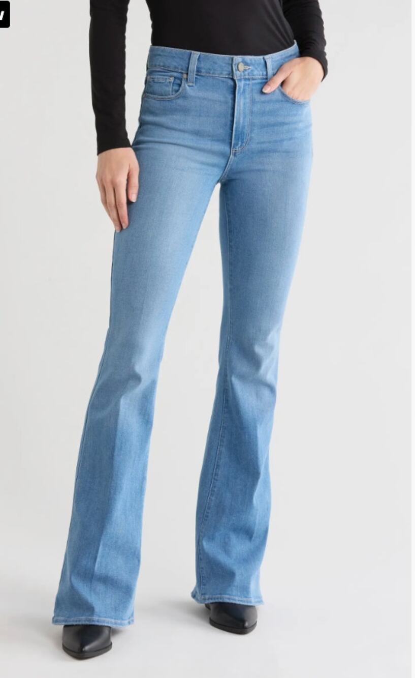 Paige Jeans Womens 31 High Rise Bell Canyon Flare Light Wash Blue Denim Casual